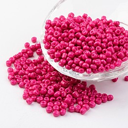 Honeyhandy 6/0 Baking Paint Glass Seed Beads, Camellia, 4~5x3~4mm, Hole: 1~2mm, about 427pcs/50g