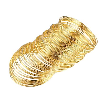 NBEADS 1000g Steel Bracelet Memory Wire, Golden Color, 5.5CM, Wire: 1.0mm Thick, About 700 circles/1000g