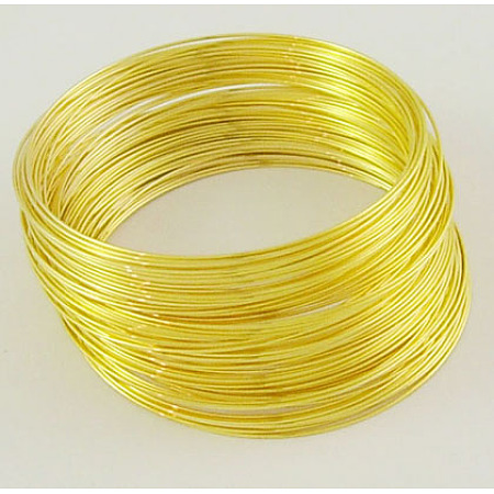 Honeyhandy Steel Memory Wire,for Bracelet Making,Golden,55mm,Wire : 0.6mm(22 Gauge),about 100 circles/set