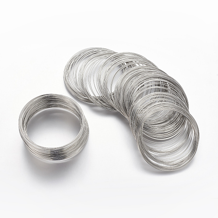 Honeyhandy Steel Bracelet Memory Wire,Cadmium Free & Nickel Free & Lead Free,Platinum,about 5.5cm in diameter,Wire : 0.6mm(22 Gauge) in diameter,about 100 circles/set