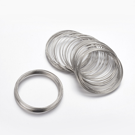 Honeyhandy Steel Memory Wire,for Bracelet Making,Platinum,55mm,Wire : 0.6mm(22 Gauge)(22 Gauge),100 circles/Set