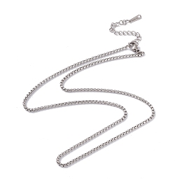 Honeyhandy Non-Tarnish 201 Stainless Steel Box Chain Necklace for Men Women, Stainless Steel Color, 17.72 inch(45cm)