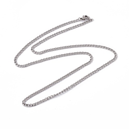 Honeyhandy 201 Surgical Stainless Steel Curb Chain Necklace for Women Men, Stainless Steel Color, 23.62 inch(60cm)