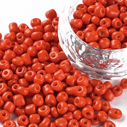 Honeyhandy Baking Paint Glass Seed Beads, Dark Orange, 4~5x3~4mm, Hole: 1~2mm