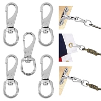 PandaHall Elite 4pcs Stainless Steel Swivel Eye Snap Hooks 2 Sizes 360 Degree Rotate Lobster Claw Clasp Lanyard Swivel Snap Hook Spring Buckle Clasp for Flagpole Bird Feeders Pet Chains, 3.5/3.9"