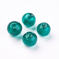 Arricraft About 200 Pcs 10mm Silver Foil Glass Beads Round Spacer Bead for Jewelry Making, Green