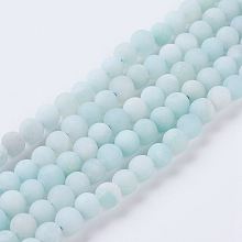 Arricraft Natural Amazonite Beads Strands, Grade A, Frosted, Round, 4mm, Hole: 1mm, about 90pcs/strand, 15.1 inches