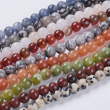 ARRICRAFT Natural Mixed Gemstone Beads Strands, Round, 6mm, Hole: 1mm, about 65pcs/strand, 15.5 inches