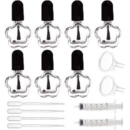 DIY Kits, with Transparent Glass Nail Polish Empty Bottles, Mini Transparent Plastic Funnel Hoppers, Disposable Plastic Transfer Pipettes and 304 Stainless Steel Beads, Clear, Bottle: 5.35x3x1.55cm; Capacity: 4ml