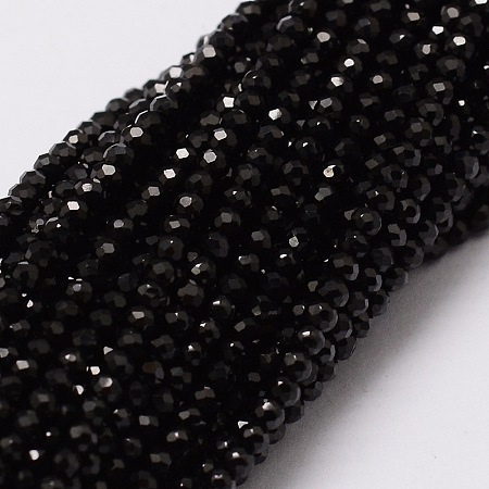 ARRICRAFT Natural Black Spinel Bead Strands, Faceted, Rondelle, 2mm, Hole: 1mm, about 170pcs/strand, 13.3 inches