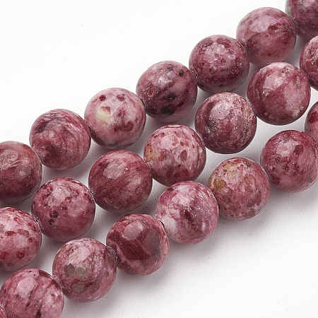 ARRICRAFT Natural Rhodonite Beads Strands, Round, 8mm, Hole: 1mm, about 50pcs/strand, 15.7 inches