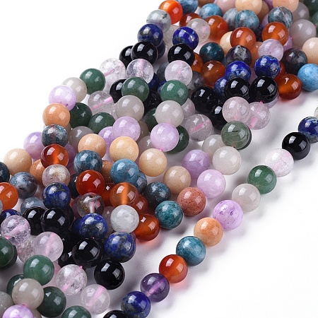 ARRICRAFT Natural Gemstone Beads Strands, Dyed, Mixed Stone, Round, 9~9.5mm, Hole: 1mm, about: 40pcs/Strand, 15 inches~15.5 inches