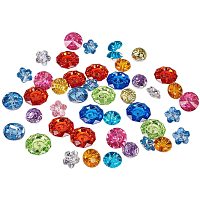 Arricraft Acrylic Rhinestone Buttons, Faceted, Mixed Shapes, Mixed Color, 12~18x6.5~10mm, Hole: 1~1.5mm, about 144pcs/box