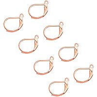 Unicraftale 304 Stainless Steel Leverback Earring Findings, with Loop, Bead Container, Rose Gold, 16x11.5x2mm, Hole: 1.4mm; Pin: 0.7x0.9mm, about 50pcs/box