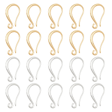 SUPERFINDINGS Brass Earring Hooks, Long-Lasting Plated, Platinum & Golden, 19.5x11x2.5mm, Hole: 2mm, Pin: 1mm; 2 colors, 10pcs/color, 20pcs/box