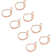 Unicraftale 304 Stainless Steel Leverback Earring Findings, with Loop, Bead Container, Rose Gold, 16x11.5x2mm, Hole: 1.4mm; Pin: 0.7x0.9mm, about 50pcs/box