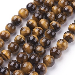 ARRICRAFT Natural Tiger Eye Beads Strands, Dyed, Round, Goldenrod, 10mm