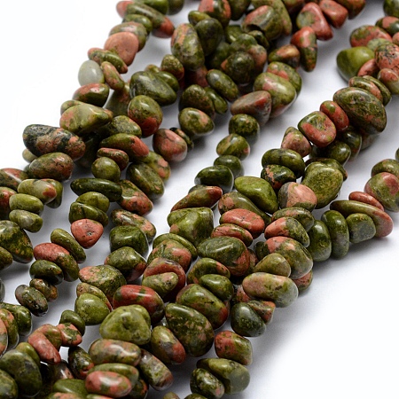 ARRICRAFT Natural Unakite Beads Strands, Chip, 5~8mm, Hole: 1mm, about 33 inches(84cm)