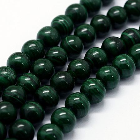 ARRICRAFT Natural Malachite Beads Strands, Round, 7~8mm, Hole: 0.8mm, about 52pcs/strand, 15.7 inches(40cm)