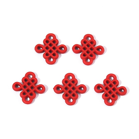 Honeyhandy Baking Painted Alloy Chandelier Component Links, Chinese Knot, Red, 1.45x1.4x0.2cm, Hole: 1.6mm