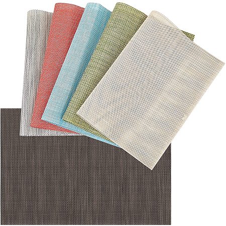PVC Table Mat, Rectangle, Mixed Color, 44.5~45x30~30.5x0.1mm, 6 colors, 1sheet/color, 6sheet/set