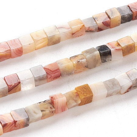 Arricraft Natural Crazy Agate Beads Strands, Cube, 4x4x4mm, Hole: 0.7mm, about 93pcs/Strand, 15.75 inches(40cm)