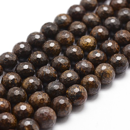Arricraft Natural Bronzite Beads Strands, Faceted, Round, 4mm, Hole: 1mm, about 89~96pcs/strand, 14.9 inches~15.1 inches