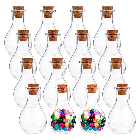 Olycraft Glass Bottle for Bead Containers, with Cork Stopper, Wishing Bottle, Clear, 4.9x8.8cm; Capacity: 55ml; 20pcs/box