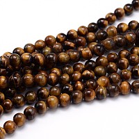 ARRICRAFT Natural Tiger Eye Beads Strands, Grade A, Round, 6mm, Hole: 1mm, about 60pcs/strand, 15 inches