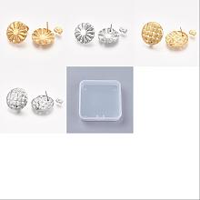 Unicraftale 16Pcs 4 Style 304 Stainless Steel Stud Earring Findings, with Ear Nuts/Earring Backs, Flat Round, Golden & Stainless Steel Color, 17mm, Hole: 1.8mm, Pin: 0.7mm, 20mm, Hole: 4mm, Pin: 0.7mm, 4pcs/style