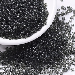 Honeyhandy 8/0 Glass Seed Beads, Transparent, Round, Gray, 3mm, Hole: 1mm, about 1097pcs/50g