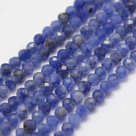 ARRICRAFT Natural Sodalite Beads Strands, Faceted, Round, Grade A, 2mm, Hole: 0.5mm, about 169~178pcs/strand, 15.3 inches(39cm)