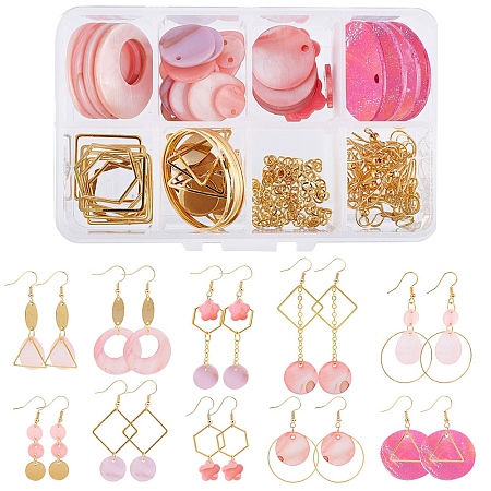 SUNNYCLUE DIY Shell Earring Making Kits, include Freshwater Shell pendants, Brass Linking Rings & Cable Chains & Earring Hooks, Alloy Linking Rings, Iron Jump Rings, Golden