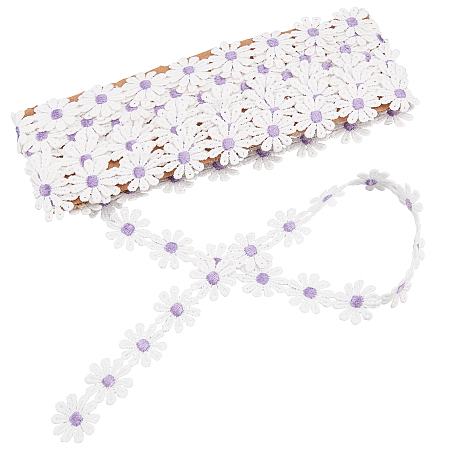 Gorgecraft Polyester Ribbon, for Curtain Lace Trimmings, Daisy, Lilac, 1 inches(25mm), about 5yards/card( 4.57m/card)