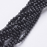 Arricraft Natural Black Onyx Round Beads Strands, Black Agate, Grade A, Dyed, 4mm, Hole: 0.8mm; about 92pcs/strand, 15 inches.