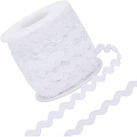 Gorgecraft Wave Bending Fringe Trim, Sewing Ribbon, with Plastic Empty Spools, White,  3/16 inches~3/8 inch(5~8.5mm), about 25m/strand, 1strand