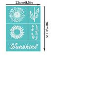 Olycraft 2Pcs Self-Adhesive Silk Screen Printing Stencil, for Painting on Wood, DIY Decoration T-Shirt Fabric, Turquoise, Sunflower Pattern, 28x22cm, 2pcs/set