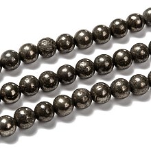 Arricraft Natural Pyrite Beads Strands, Round, 6mm, Hole: 1mm, about 67pcs/strand, 15.74 inches