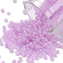 Honeyhandy 12/0 Ceylon Round Glass Seed Beads, Plum, Size: about 2mm in diameter, hole:1mm, about 3303pcs/50g