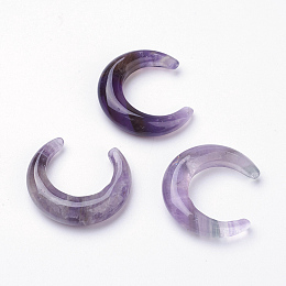 Arricraft Natural Amethyst Beads, No Hole, Moon, 30x27~28x5~6mm