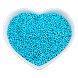 Ornaland Glass Seed Beads, Grade A, Baking Varnish, Opaque Colours, Round, Medium Turquoise, 2x1.5mm, Hole: 0.7mm; about 11200pcs/bag