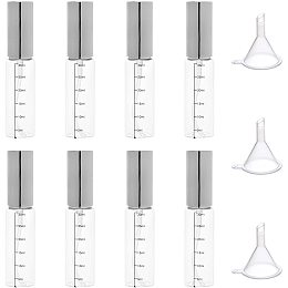 Glass Graduated Spray Bottles, with Mini Transparent Plastic Funnel Hopper, Clear, 11.6x2.7cm; Capacity: 30ml