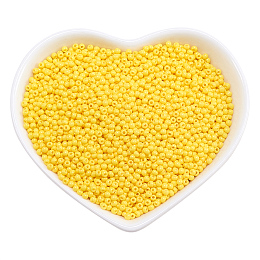 ORNALAND Opaque Glass Seed Beads, Grade AA, Round, Yellow, 2.3x1.5mm, Hole: 1mm; about 17000pcs/bag