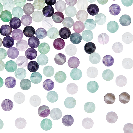 Olycraft Natural Fluorite Bead Strands, Round, Grade AB, 6mm, Hole: 1mm; about 61pcs/strand, 14.9 inches~15.1  inches