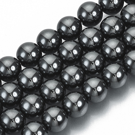 Arricraft Non-Magnetic Synthetic Hematite Beads Strands, Grade A, Round, Gray, 8mm, Hole: 1mm, about 50pcs/strand, 15.5 inches
