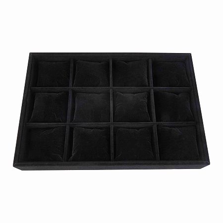 Pandahall Elite Watch Tray 12 Grids Jewelry Tray Organizer Velvet Watch Show Tray Jewelry Watch Show Box Display Holder with Adjustable Pillow for Bracelet Bangle Watch