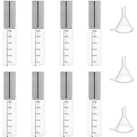 Glass Graduated Spray Bottles, with Mini Transparent Plastic Funnel Hopper, Clear, 11.6x2.7cm; Capacity: 30ml