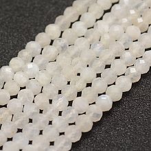 ARRICRAFT Natural Moonstone Beads  Strands, Faceted, Round, 4mm, Hole: 1mm, about 86~100pcs/strand, 15.1~15.5 inches(38.5~39.5cm)