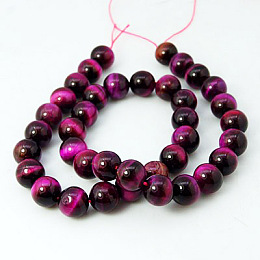 ARRICRAFT Natural Rose Tiger Eye Beads Strands, Dyed & Heated, Round, Medium Violet Red, 8mm, Hole: 1mm