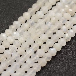 ARRICRAFT Natural Moonstone Beads  Strands, Faceted, Round, 4mm, Hole: 1mm, about 86~100pcs/strand, 15.1~15.5 inches(38.5~39.5cm)